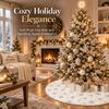 AOGU 60 Inch Sequin Faux Fur Christmas Tree Skirt Decoration for Merry Christmas Party White Plush Silver Sequin Snowflake Xmas Christmas Tree Skirt Decorations view 4