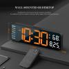 Abovsare Digital Wall Clock for Living Room Decor, Desk Alarm Clock for Bedroom, Large Wall Clock with Remote Control, Automatic Brightness Dimmer LED Clock with Date Temperature Week (Orange-B) view 3