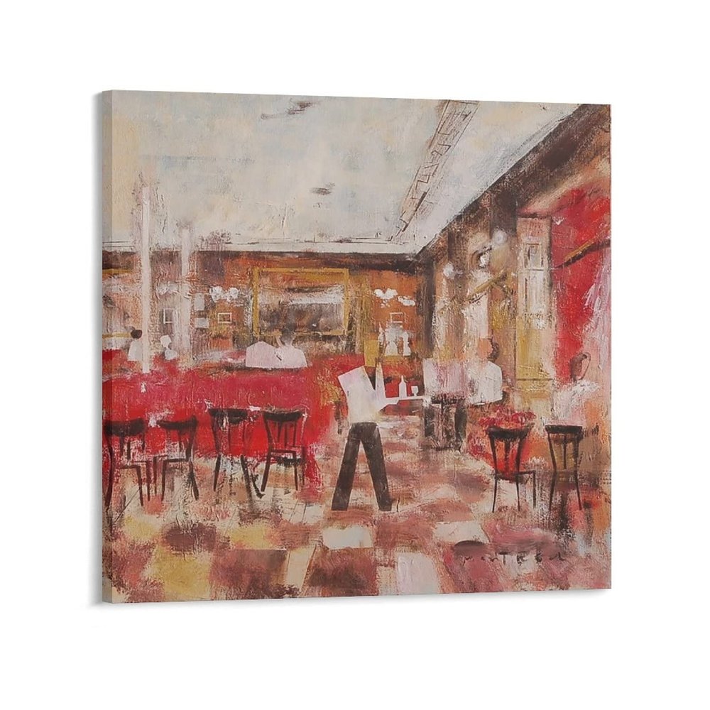 Javier Montesol Caf Gijn I Restaurant Scene Oil Painting Abstract Painting Wall Hanging Painting Art Oil Painting Canvas Poster Bedroom Living Room Decoration Modern Decoration Poster Gift Decorati