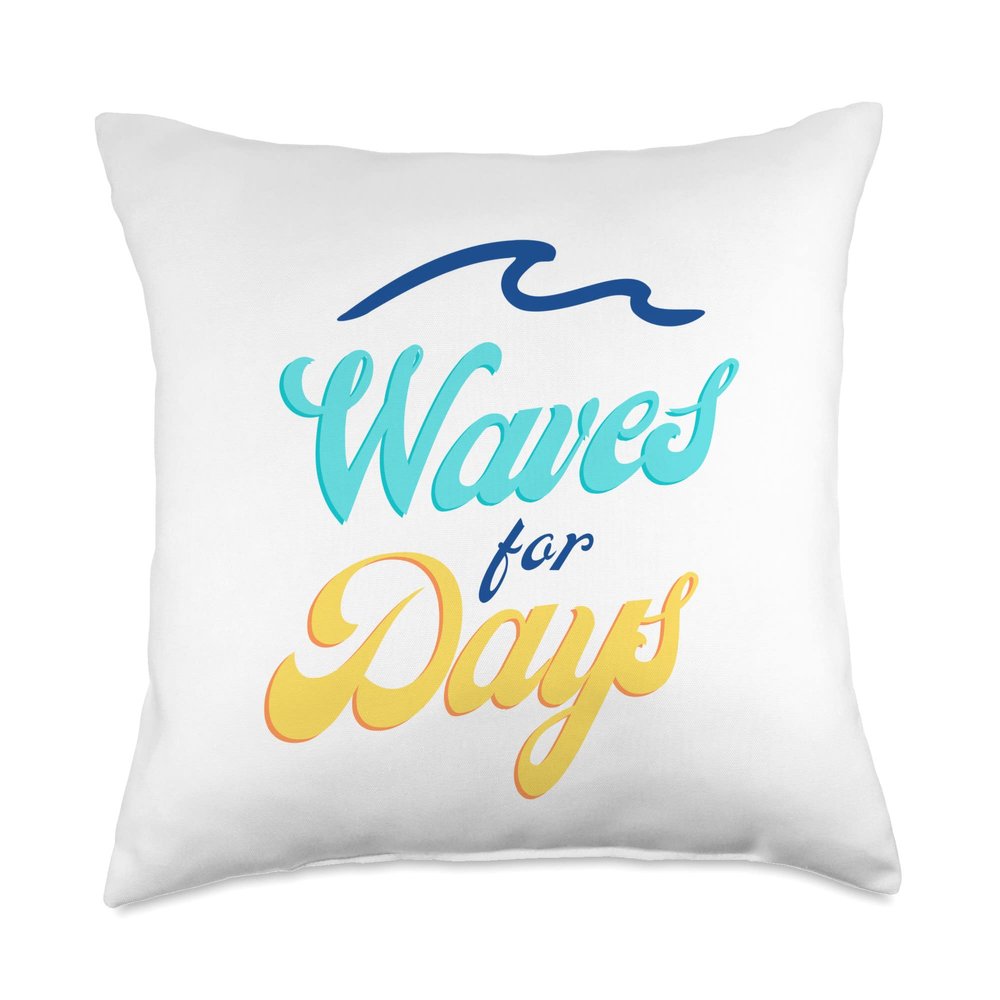 Blue Waves for Days - Surfer Girl, Boy | Surfing Board Throw Pillow