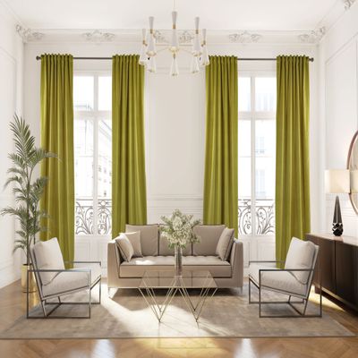 CASANEMA Extra Long Solid Luxury Matte Velvet Soft Curtain Yellow Single Panel Hanging Back Tap & Rod Pocket Home Dcor 5-25 Feet Custom Made Curtains -Made in Turkey Each(52"x84")