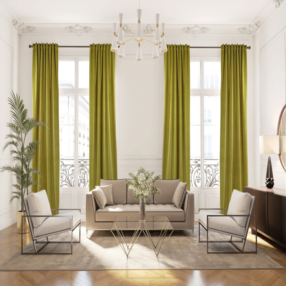 CASANEMA Extra Long Solid Luxury Matte Velvet Soft Curtain Yellow Single Panel Hanging Back Tap & Rod Pocket Home Dcor 5-25 Feet Custom Made Curtains -Made in Turkey Each(52"x84")
