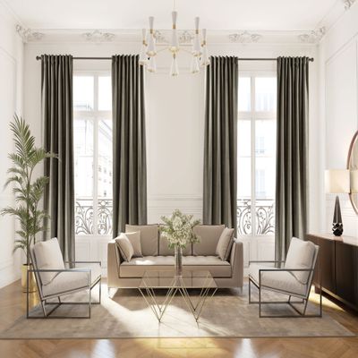 CASANEMA Extra Long Solid Luxury Matte Velvet Soft Curtain Khaki Single Panel Hanging Back Tap & Rod Pocket Home Dcor 5-25 Feet Custom Made Curtains -Made in Turkey Each(52"x84")