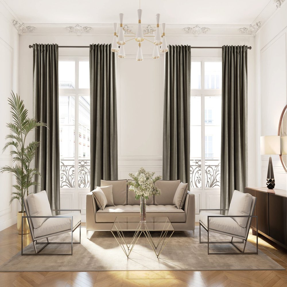 CASANEMA Extra Long Solid Luxury Matte Velvet Soft Curtain Khaki Single Panel Hanging Back Tap & Rod Pocket Home Dcor 5-25 Feet Custom Made Curtains -Made in Turkey Each(52"x84")