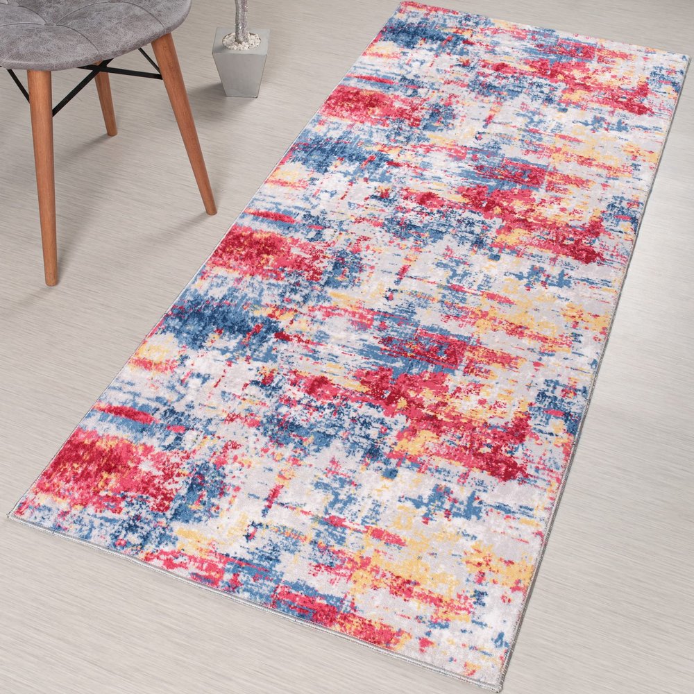 Custom Length, Slip Resistant Modern Abstract Carpet Runner Rug Mat for Entry Hallway Kitchen Laundry, Machine Washable, Light Weight, 31 inch x 34 feet