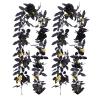 Artificial Black Rose Vine, Halloween Flower Garland with Red Roses and Golden Berries, Black Leaves Garland, Hanging Floral Garland for Halloween Home Wall Decorations,5.9 Ft (2pcs) view 1