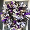 Beautiful Purple Lavender Black Polka Dot Halloween/Fall Front Door Wreath, Porch Patio Yard Prop, Indoor Outdoor Decoration, Handmade Fall Home Decor view 1