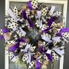 Beautiful Purple Lavender Black Polka Dot Halloween/Fall Front Door Wreath, Porch Patio Yard Prop, Indoor Outdoor Decoration, Handmade Fall Home Decor view 3
