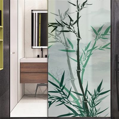 Xijier Window Privacy Film Bamboo Pattern K Decorative Frosted Glass Door No Glue Static Cling Window Sticker 50x180cm(19.7"x70.9")