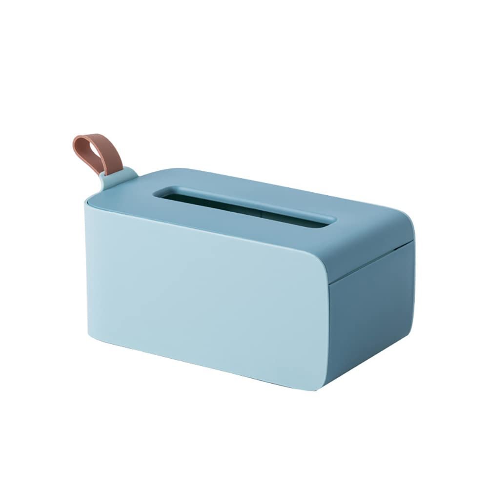 Tissue Box Cover Holder, Napkin Tissue Box,Tissue Box PP+Silica Gel Material Storage Organizer Caddy for Bathroom, Bedroom and Office (Blue)