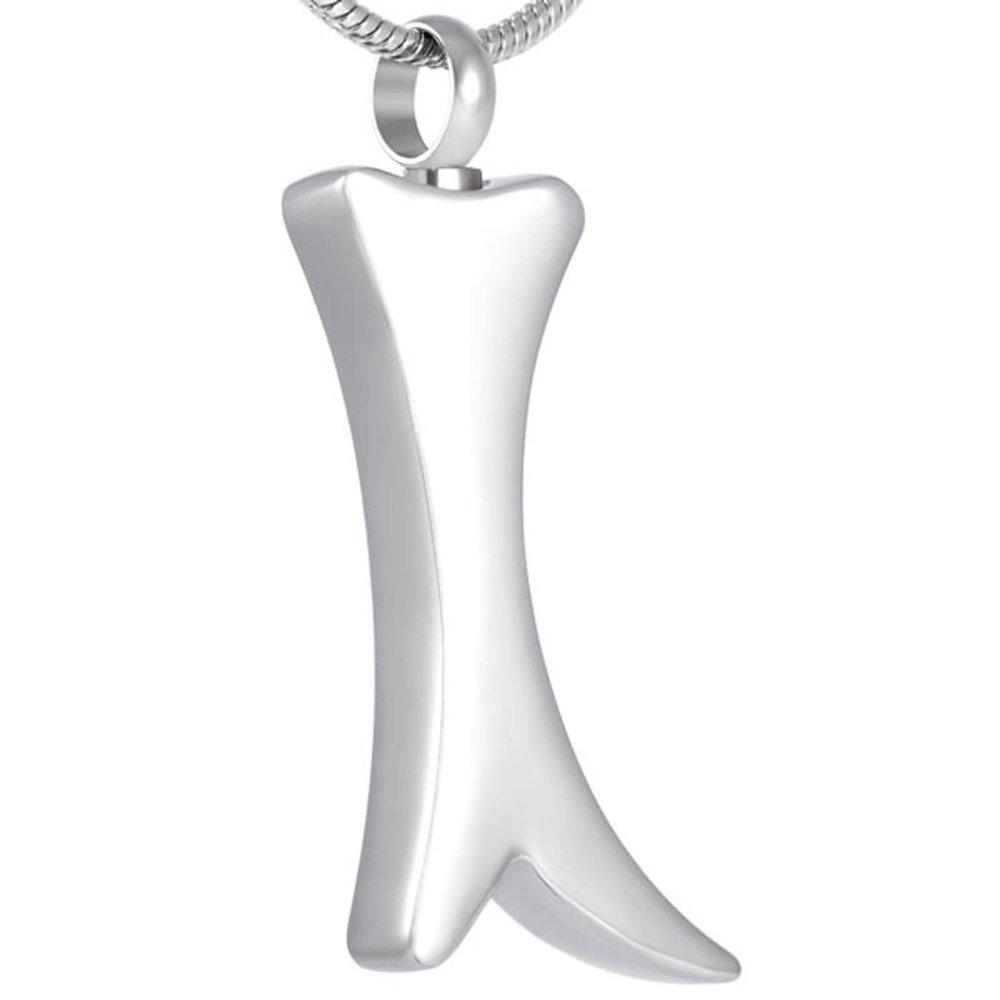 SHEIL Dog Bone Stainless Steel Dogs Ashes Memorial Jewelry Shiny Polish Pet Memorial Ash Keepsake Cremation Urn Pendant Necklace