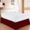 RICO BEDDING Multi-Ruffle Bed Skirt -100% Cotton Multi Ruffle Bed Skirt Soft & Silky Feel - Elastic Dust Ruffles with Platform 21" Drop - Wrinkle and Fade Resistant (Twin XL, Burgundy) view 1