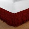 RICO BEDDING Multi-Ruffle Bed Skirt -100% Cotton Multi Ruffle Bed Skirt Soft & Silky Feel - Elastic Dust Ruffles with Platform 21" Drop - Wrinkle and Fade Resistant (Twin XL, Burgundy) view 2