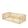 VilroCaz Twin Size Wood Daybed with Door Openable Fence, Fun Design Daybed Fence Frame for Kids Child, No Bed Slats Play Space (Natural) view 4