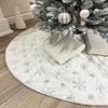 AOGU 36 Inch Sequin Faux Fur Christmas Tree Skirt Decoration for Merry Christmas Party White Plush Silver Sequin Snowflake Xmas Christmas Tree Skirt Decorations view 1