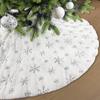 AOGU 36 Inch Sequin Faux Fur Christmas Tree Skirt Decoration for Merry Christmas Party White Plush Silver Sequin Snowflake Xmas Christmas Tree Skirt Decorations view 3