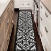 Custom Length, Non Slip Modern Mahal Carpet Runner Rug Mat for Entry Hallway Kitchen Laundry, 26 inch x 40 feet, Black & Silver Grey view 3
