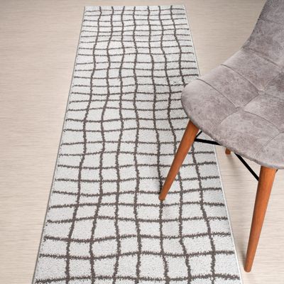 Custom Length, Non Slip Modern Striped Carpet Runner Rug Mat for Entry Hallway Kitchen Laundry, 26 inch x 32 feet, Silver