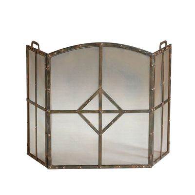 moisture Indoor Fireplace Screen Three Panel Metal Fireplace Standing Fireplace Living Room Decorative Fire Partition Screen (Color : A)