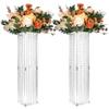 2 Pcs Wedding Centerpieces Table Acrylic Vases with Chandelier Crystal - 31.5in Tall Clear Rectangular Flower Stand Geometric Flower Centerpiece Vase Party Tables Decorations view 1