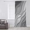 Abstract Geometric Art Semi Sheer Curtains Drapes for Living Room,Bedroom,French Doors Window 72 Inches Long,Modern Ombre Grey White Ocean Seawaves Rod Pocket Chiffon Curtain Drapery Voile Draperies view 2