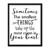 Country Style 16x20in Framed Wood Sign with Classic Quotes Sometimes the Smallest Things Take Up the Most Room in Your Heart Wall Mounted Black Frame Wooden Plaque for Farmhouse Porch Wall Decor view 1