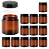 4oz Jars with Lids, Hoa Kinh 12 Pack Amber Glass Jars with Lids Empty Cosmetic Containers Round Airtight Glass Jar with Inner Liners and black Lid for Storing Lotions, Powders, and Ointments view 1