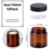 4oz Jars with Lids, Hoa Kinh 12 Pack Amber Glass Jars with Lids Empty Cosmetic Containers Round Airtight Glass Jar with Inner Liners and black Lid for Storing Lotions, Powders, and Ointments view 3