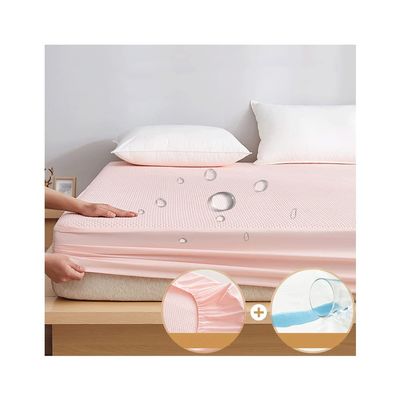 100% Waterproof Mattress Protector Cotton Mattress Pad Cover Quilted Fitted with Deep Pocket up to 11.81" Depth Single Twin Small Double Queen Super King (Color : Pink, Size : 150x200+30cm)
