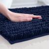 apott 3 Pieces Bathroom Rug Set with Toilet U-Shaped Mats Non Slip Bath Carpets for Toilet Bathtub Bedroom Kitchen Navy Blue view 2
