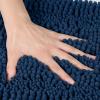 apott 3 Pieces Bathroom Rug Set with Toilet U-Shaped Mats Non Slip Bath Carpets for Toilet Bathtub Bedroom Kitchen Navy Blue view 4