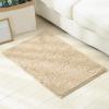 apott 3 Pieces Bathroom Rug Set with Toilet U-Shaped Mats Non Slip Bath Carpets for Toilet Bathtub Bedroom Kitchen Beige view 2