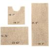 apott 3 Pieces Bathroom Rug Set with Toilet U-Shaped Mats Non Slip Bath Carpets for Toilet Bathtub Bedroom Kitchen Beige view 3