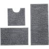 apott 3 Pieces Bathroom Rug Set with Toilet U-Shaped Mats Non Slip Bath Carpets for Toilet Bathtub Bedroom Kitchen Dark Grey view 1