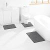 apott 3 Pieces Bathroom Rug Set with Toilet U-Shaped Mats Non Slip Bath Carpets for Toilet Bathtub Bedroom Kitchen Dark Grey view 2