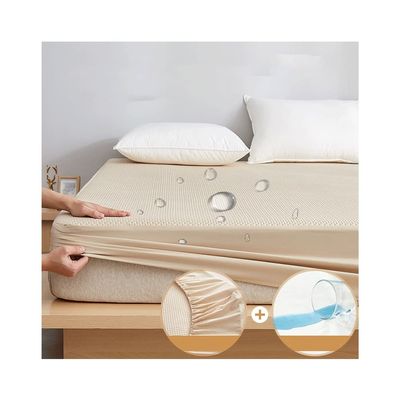 100% Waterproof Mattress Protector Cotton Mattress Pad Cover Quilted Fitted with Deep Pocket up to 11.81" Depth Single Twin Small Double Queen Super King (Color : Khaki, Size : 120x200+30cm)