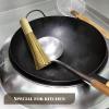 2 Pcs 12 Inches Bamboo Wok Brush Bamboo Kitchen Cleaning Brush Pot Scraper Scrubber Dish Pan for Cooking Skillet Grill Utensils Scrubbing view 4