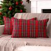 CARRIE HOME Red Tartan Plaid Christmas Lumbar Pillow Covers 12x20 Set of 2 Red Scottish Xmas Lumbar Throw Pillows Traditional Christmas Decor for Living Room Couch Sofa view 1