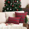 CARRIE HOME Red Tartan Plaid Christmas Lumbar Pillow Covers 12x20 Set of 2 Red Scottish Xmas Lumbar Throw Pillows Traditional Christmas Decor for Living Room Couch Sofa view 3