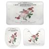 3-Pack Bath Mat Set, Rose Pattern Absorbent Memory Foam Soft Shower Bath Rugs Contour Mat and Lid Cover,Non Slip Velvet Bathrug,Shower Toilet Bathmats Carpet 16x24 Inch view 1