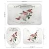 3-Pack Bath Mat Set, Rose Pattern Absorbent Memory Foam Soft Shower Bath Rugs Contour Mat and Lid Cover,Non Slip Velvet Bathrug,Shower Toilet Bathmats Carpet 16x24 Inch view 2