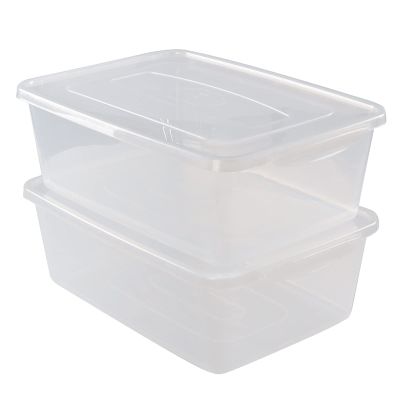 Bblina 16 Quarts Clear Storage Container with Lid, Plastic Shoe Box Latch Boxes set of 2