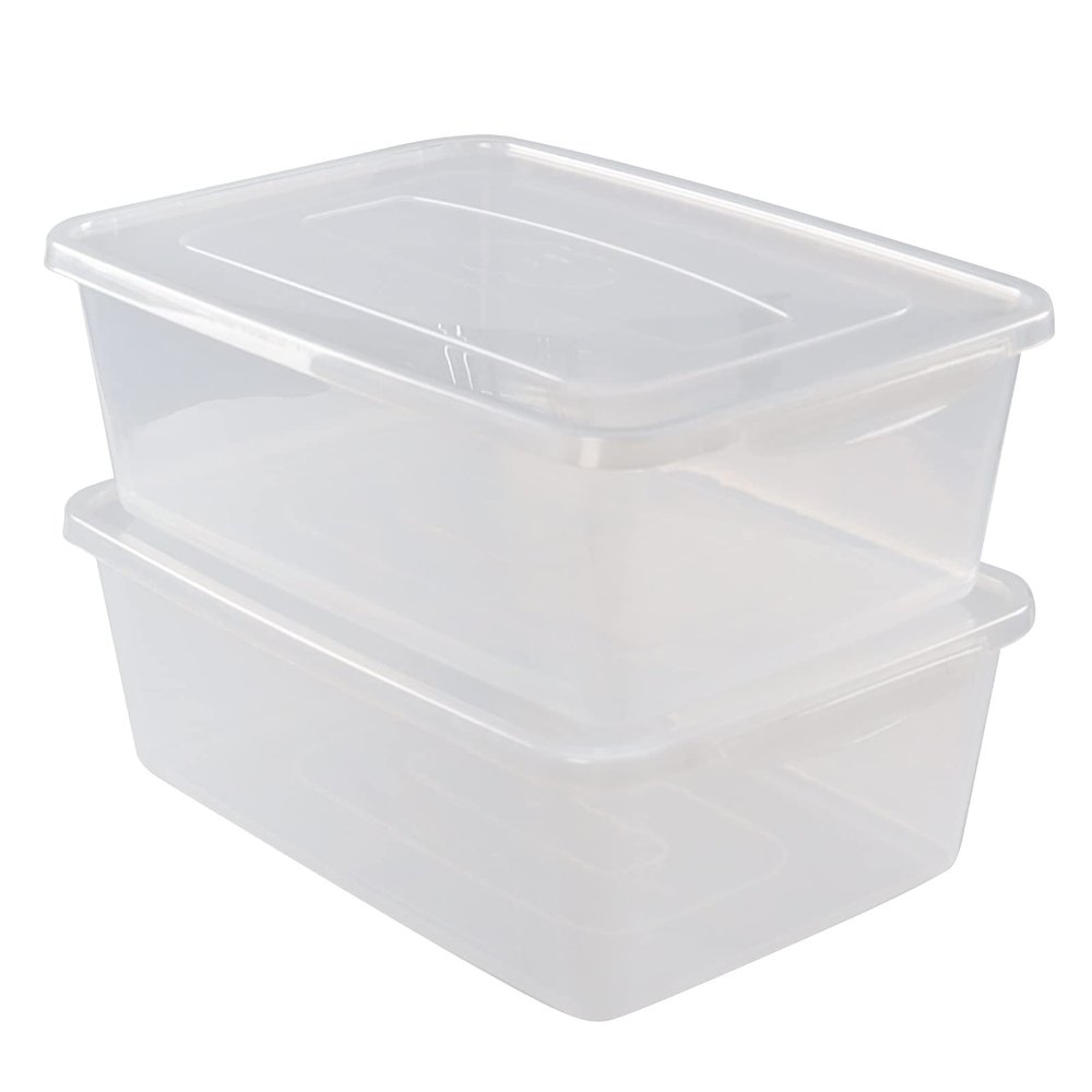 Bblina 16 Quarts Clear Storage Container with Lid, Plastic Shoe Box Latch Boxes set of 2