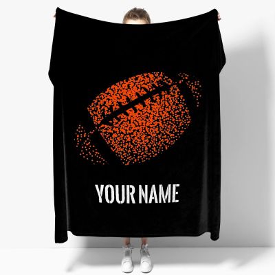 ARAHANT Personalized Football Blanket with Name for Girl and Boy, Custom Football Custom Text Throw Blanket, Good Birthday Gift, 120" x 90" for Family