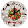 Modern Round Wall Clock Farmers Market Strawberries PVC Wall Clocks for Kitchen, Office, Retro Hanging Clock, 12 Inches view 1