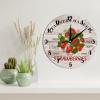 Modern Round Wall Clock Farmers Market Strawberries PVC Wall Clocks for Kitchen, Office, Retro Hanging Clock, 12 Inches view 2