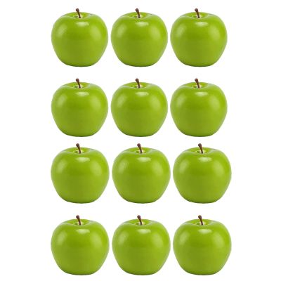 12Pcs Artificial Apples, Faux Foam Plastic Green Apples, Decorative Artificial Fruits Simulation Fruit for Home Kitchen Restaurant Office Wedding Party Decor Photo Props