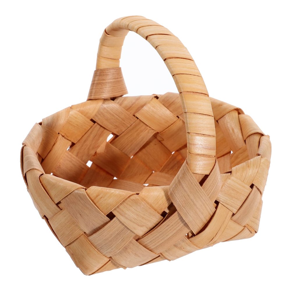 Mini Woven Wooden Fruit Basket with Handle for Photo Props