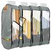 4PCS Garment Bags for Hanging Clothes,Chakera Large Breathable Garment Bag for Closet Storage with 10Gusseted,Clear Clothing Storage Garment Cover for Dress Sweater with Double Zipper,Grey view 1