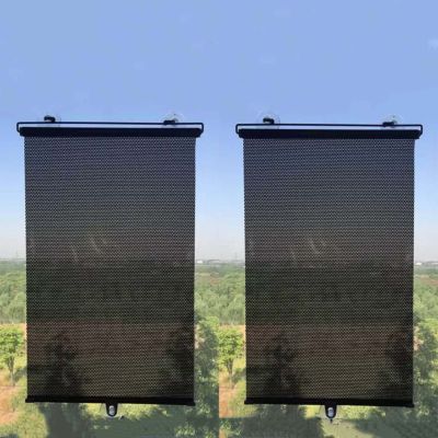 Sunshade Roller Blinds with Suction Cup, Retractable Roller Blinds, Portable Window Shade Curtains,Thermal insulation,for Home, Car, Easy Travel Carrying, No Drilling,Black-58x125cm/22.8x49.2in